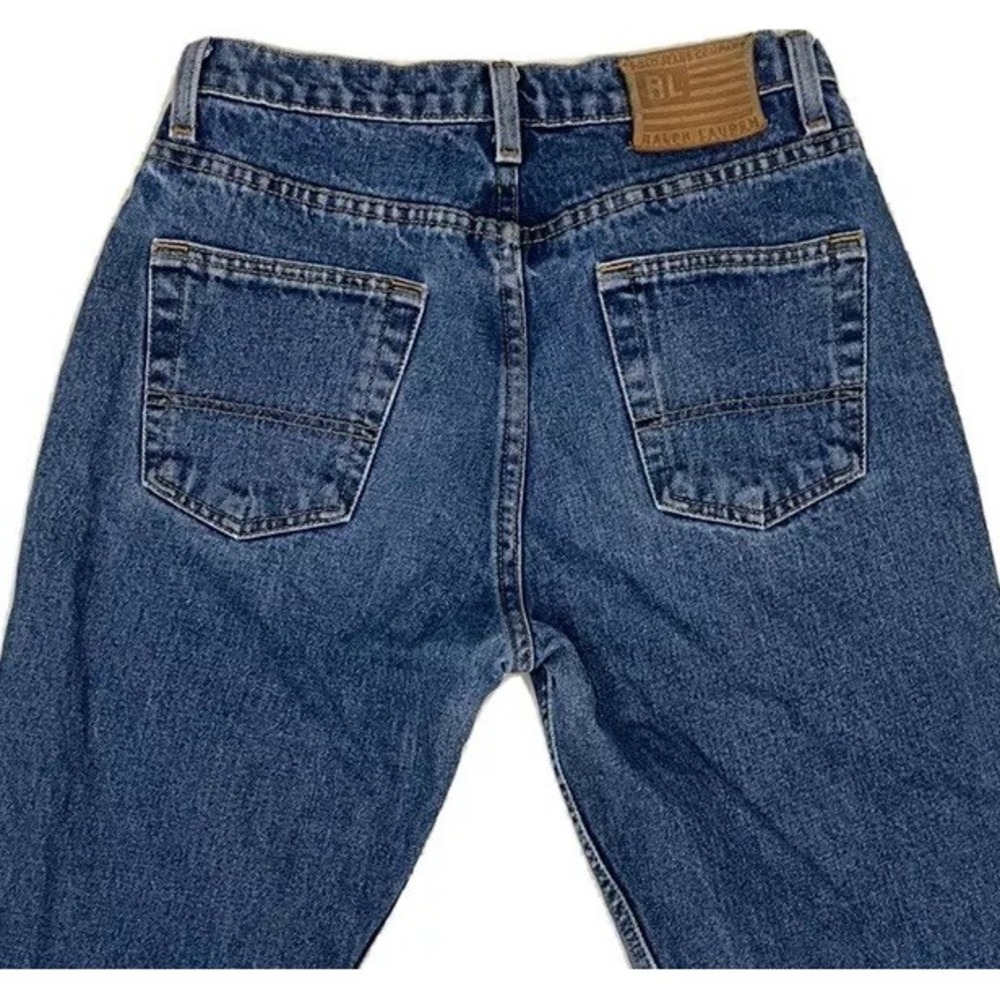 VTG Polo Ralph Lauren Jeans Men Actual‎ 28x27 Y2K Medium Wash Leather Patch
